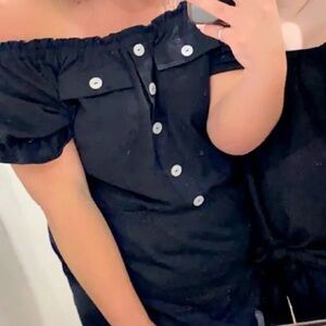 Derek Heart Black Ruffled Short Sleeve Blouse
